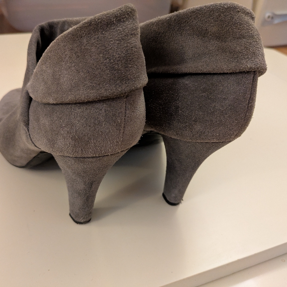 Gray Suede Ankle Booties - Picture 3 of 4